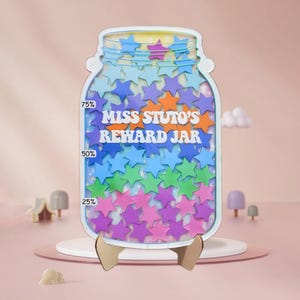 Personalized Reward Jar with Tokens Classroom, Colorful Star Jar Chore Chart, Reward Jar with Tokens Classroom Teacher, Potty Training