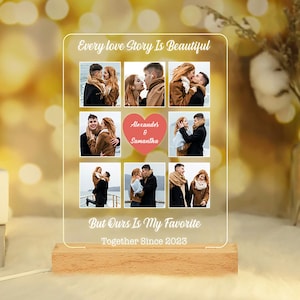 Personalized Photo Night Light Plaque, Custom Couple Photo Lamp, Photo Collage LED Light, Bedroom Decor, Custom Led Night Light,Gift for her