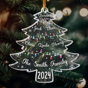 Décoration de sapin de Noël en acrylique personnalisée, Décorations de famille personnalisées, Ornement en acrylique, Cadeau souvenir, Décoration des fêtes, Ornement pour animal de compagnie