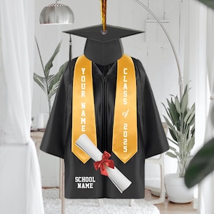 Personalized Graduation Ornaments Class of 2025, Custom Name Color Graduation Gown Acrylic Ornament, High School Graduation Gift