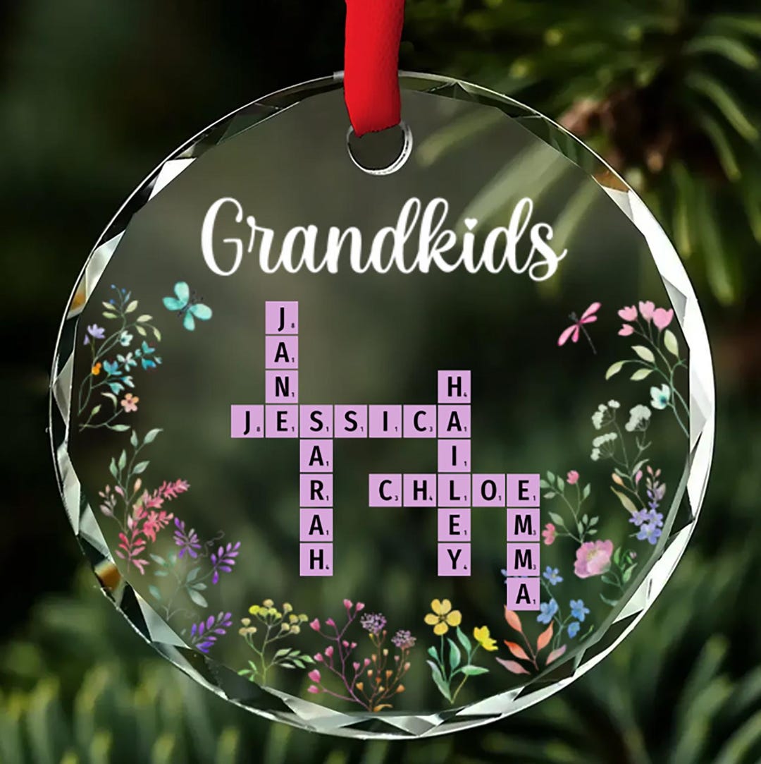 Personalized Family Christmas Ornament, Crossword Christmas Ornament