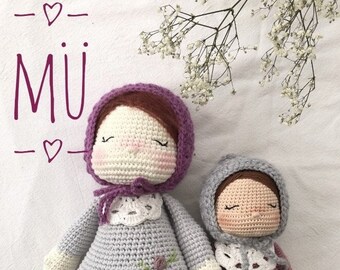 あみぐるみかぎ針編みパターンのチュートリアル Mü the doll - アメリカ英語とフランス語