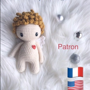 Tutorial Crochet Pattern Célestin the Little Angel, doll, amigurumi, Valentine&#39;s Day or Christmas, French and English (US terms)