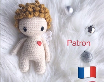 Crochet Pattern Tutorial Célestin the little Angel, doll, amigurumi, Valentine's Day or Christmas, French and English (US terms)