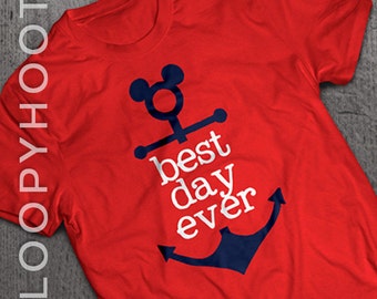 Disney Cruise Shirts "Best Day Ever" Mouse Anchor Family Vacation shirt in RED