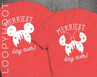 Disney Shirt "Merriest Day Ever" in Heather Red