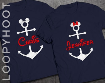 Disney Cruise Shirts Personalized Mouse Anchor for Family Vacation in NAVY BLUE