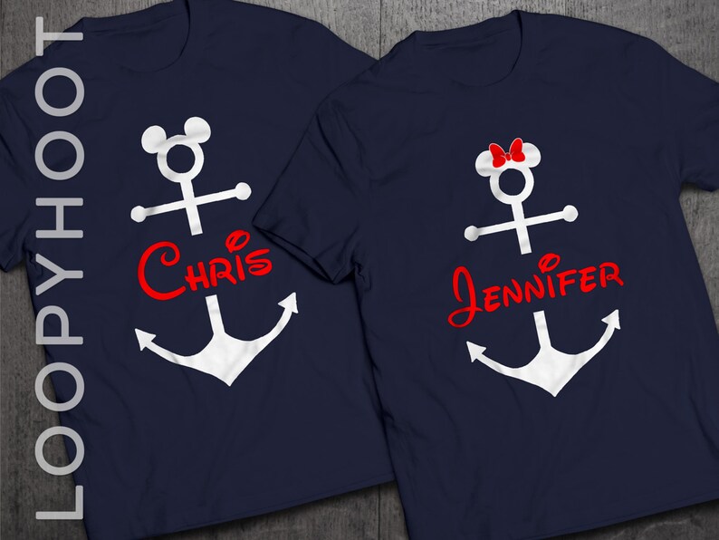 Disney Cruise Shirts Personalized Mouse Anchor for Family Vacation in NAVY BLUE image 1