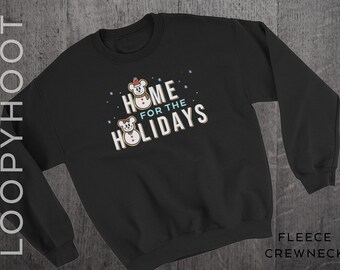 Disney Christmas "Home for the Holidays" Mickey and Minnie Snowmen Shirt in BLACK