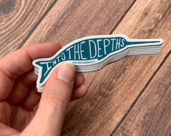 Into The Depths, 3.75” x 0.75” Narwhal, Vinyl, Weatherproof Sticker