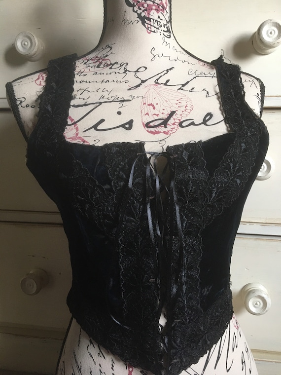 Antique velvet and lace bustier/corset