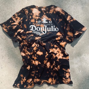 Don Julio 1942 bleached tie-dyed unisex adult tshirt, Don Julio tequila logo custom merch, mens women’s alcohol black bleached,  2024