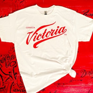 Victoria Cerveza beer adult unisex tshirt, women’s and men’s logo shirt, red, black, white, liquor alcohol summer 2023 graphic shirt