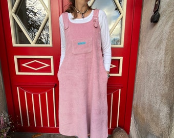 Froeken Frida Cord Trägerkleid rosa lang