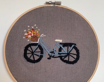 Embroidered mural bicycle; unique piece
