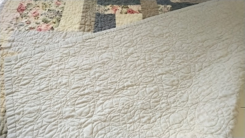 Contemporary Improv Quilt Cotton and Linen Machine Stitched Lap Quilt Homemade Baby Quilt Free Form Crib Quilt