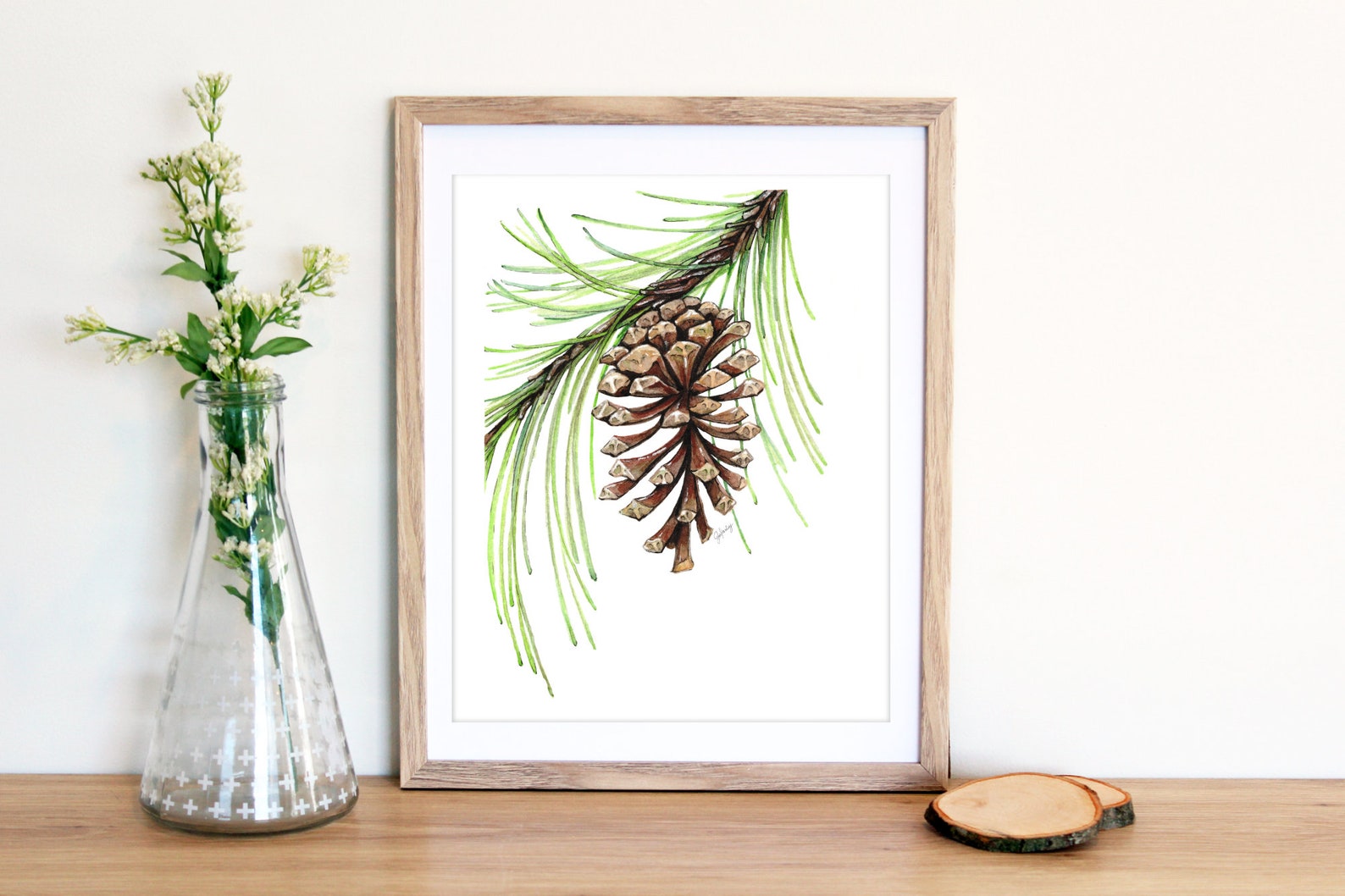 Pinecone Art Print Long Leaf Pine Pine Tree Nature Art | Etsy