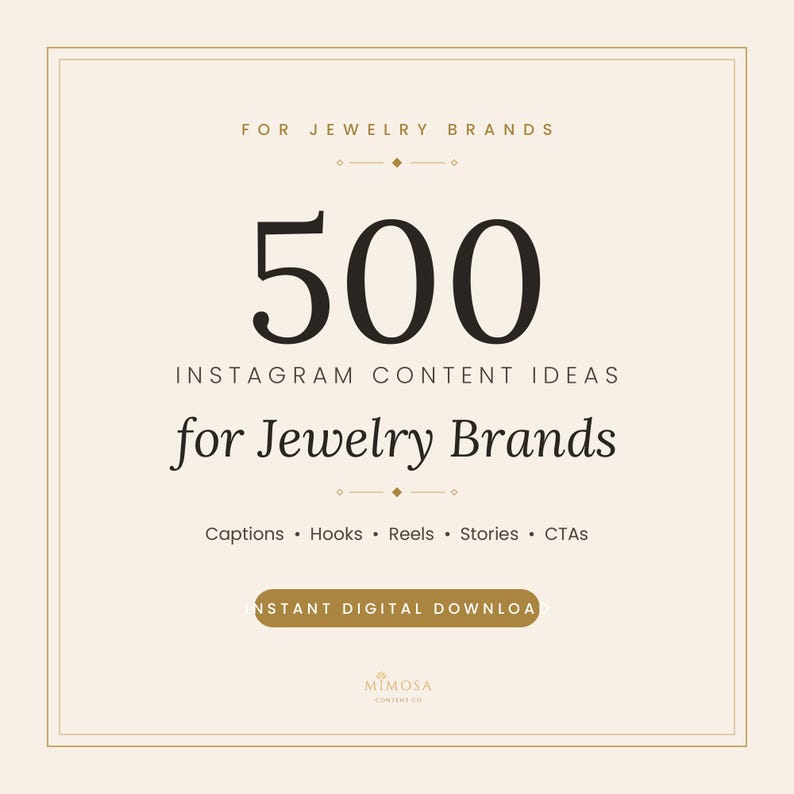 500 Instagram Content Ideas for Jewelry Brands | Captions, Hooks, Reels (Digital Download) image 1