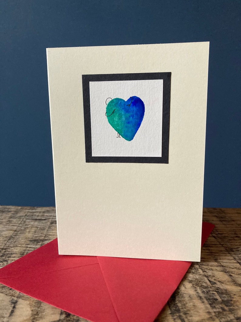 Hand-painted Watercolor Heart Card - Thinking of You - Etsy