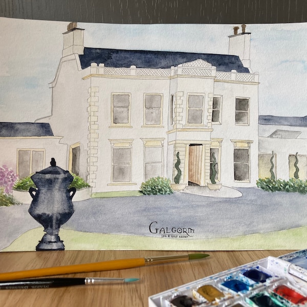 Wedding Venue Portrait, House Portrait, Wedding Gift, Anniversary Gift, Building Portrait, Wedding Venue Painting, Watercolour Portraits