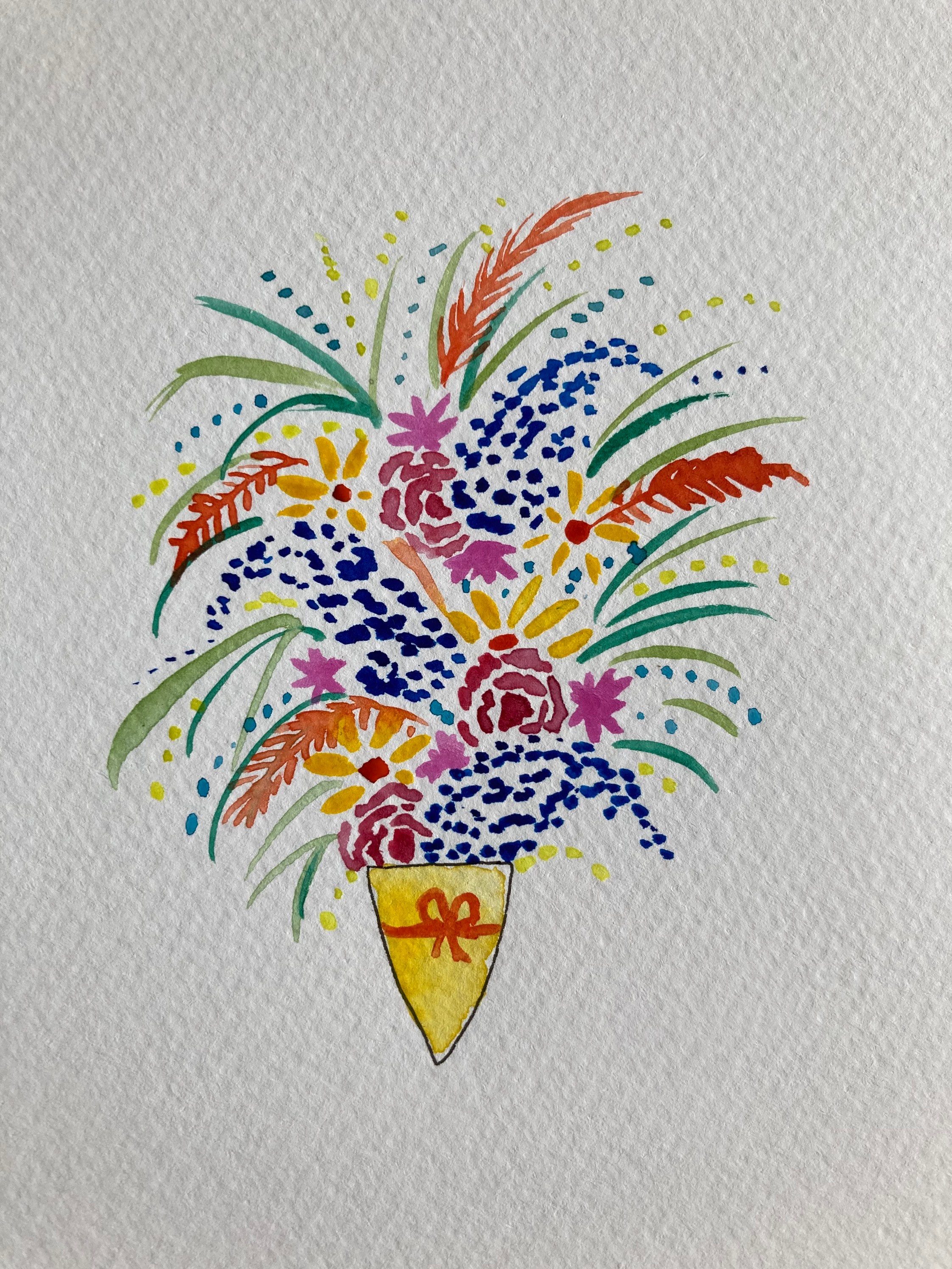 Watercolour Flower Cards Bouquet of Flowers Card Bunch of Etsy UK