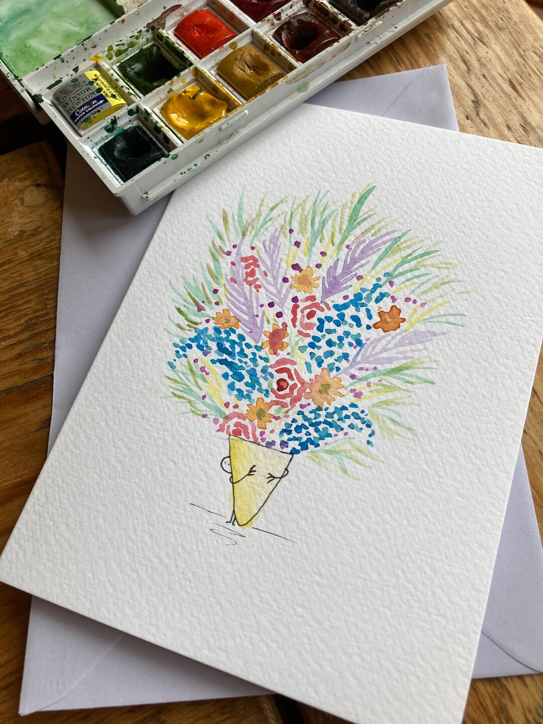 Watercolour Flower Cards, Bouquet of Flowers Card, Bunch of Flowers