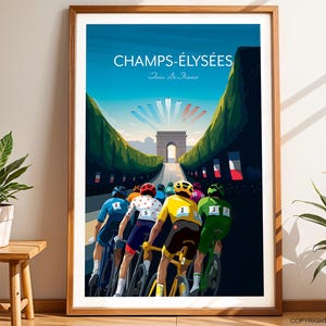Tour De France Cycling Print - Paris, Champs-Élysées, Arc de Triomphe