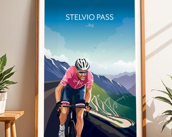 Stelvio Pass Cycling Art Print - Passo Dello Stelvio