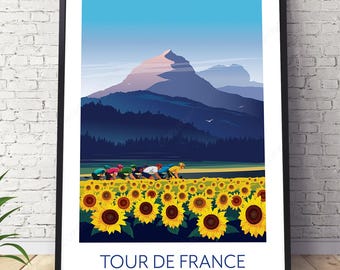 Stampa del Tour de France in bicicletta