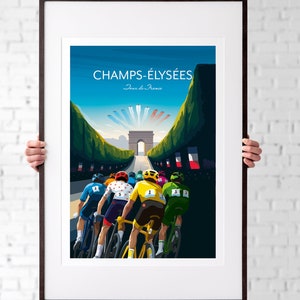 Tour De France Cycling Print - Paris, Champs-Élysées, Arc de Triomphe