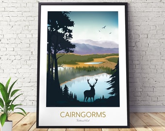 Cairngorms Print - Cairngorms National Park - Scotland Travel Poster