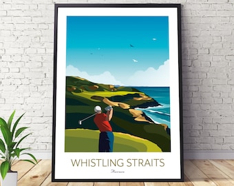 Whistling Straits Golf Print, Wisconsin - Golf Poster