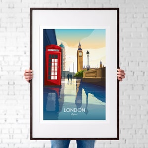 London Reiseplakat, London Druck, Big Ben Kunst, London Wandkunst, London England Geschenk