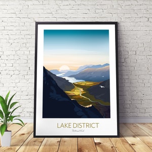 Lake District Print - Cumbria Art - Lake District Poster - National Park Art - Mountain Print - Climbing Gift
