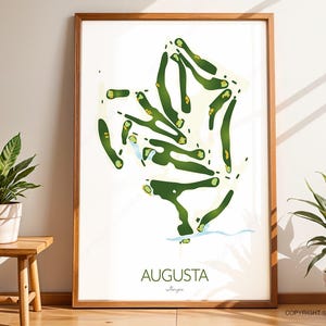 Augusta National Golf Map Print - Golf Platz Karte des kultigen Masters natürlich
