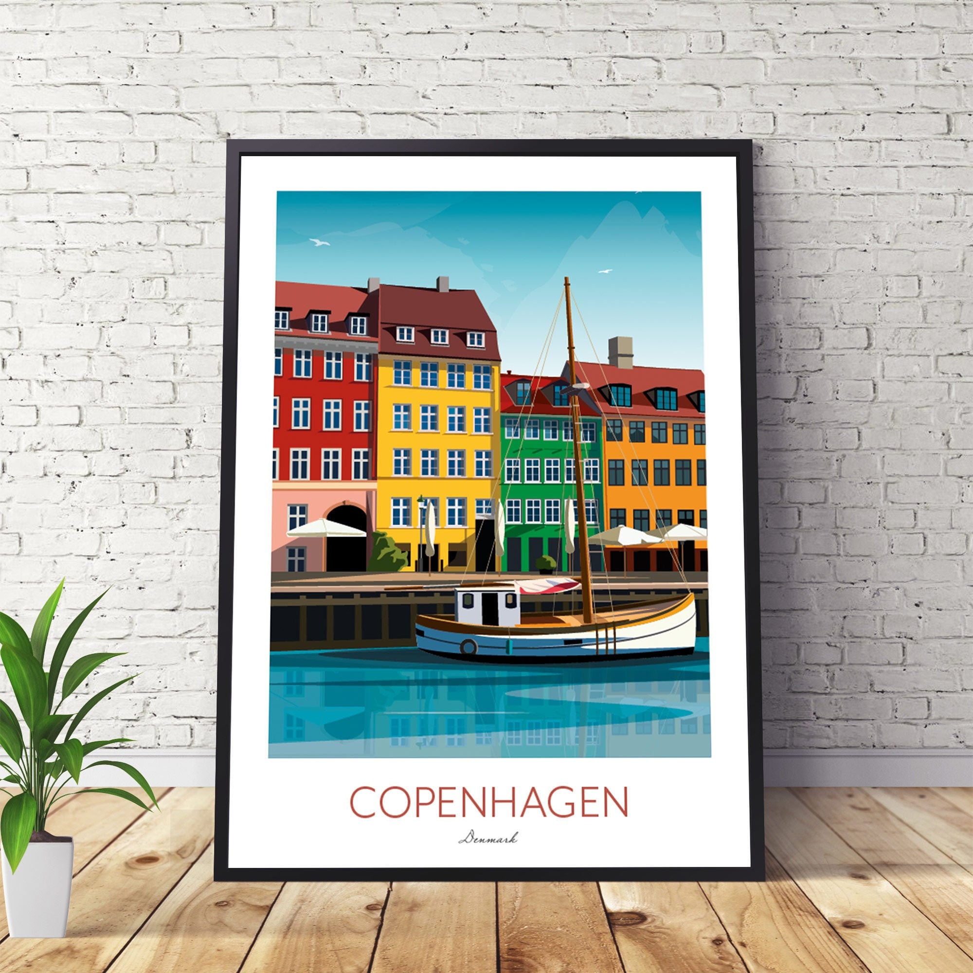 Copenhagen Print Denmark Travel Poster Nyhavn