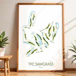 Golf Platz Karte von TPC Sawgrass - Zeitgenössische Golf Kunst - TPC Sawgrass Golf Map Layout