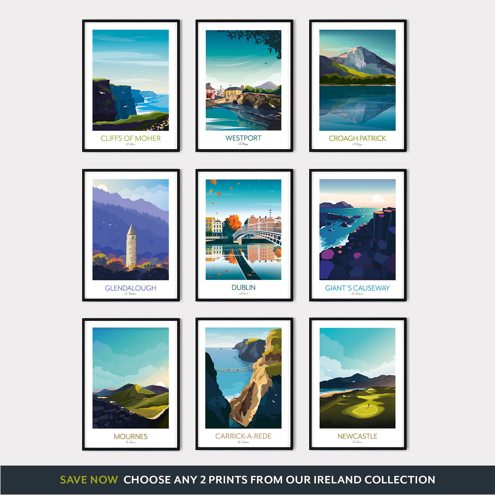 Ireland Prints Choose Any 2 Prints and SAVE Etsy UK