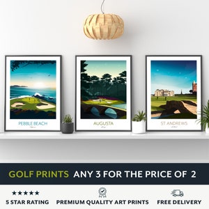 Golf Prints Any 3 for 2 Save Now Augusta, Pebble Beach, St Andrews, Sawgrass, Pinehurst, Kiawah, Bandon Dunes, TPC Scottsdale, Turnberry image 1