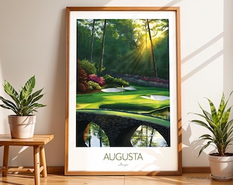 Augusta Golf Print - Handcrafted artwork of Golden Bell (12th Hole)