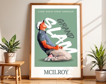 Rory McIlroy Grand Slam Golf Poster: Minimalist Art Print