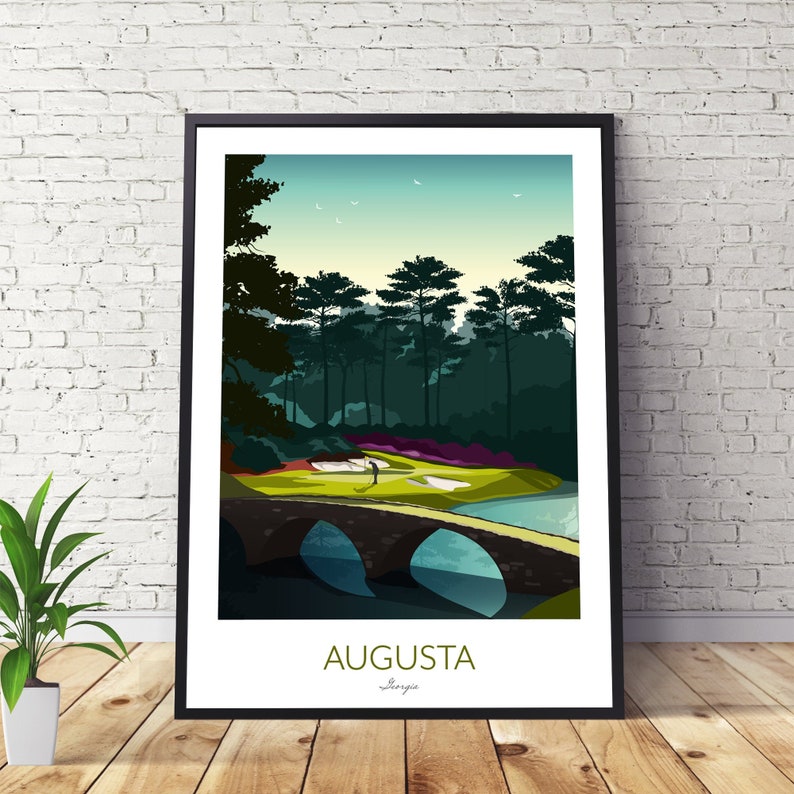 Augusta Golf Print The Masters, Golden Bell 12th Hole 画像 1