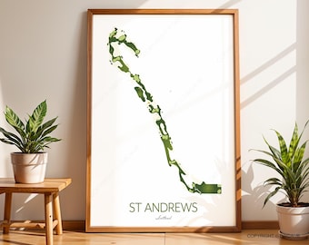 St Andrews Golf Course Map Art Print: Minimalist Design