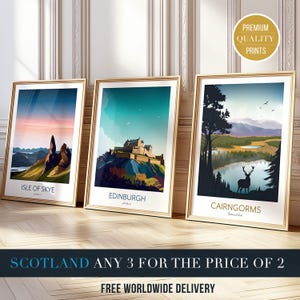 Scotland Prints - Set of 3 - Any 3 for 2 - Edinburgh, Loch Lomond, Glencoe, Cairngorms, Isle of Skye, Ben Nevis, Carrbridge