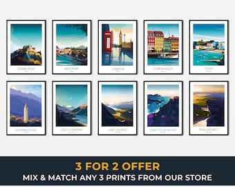 Travel Art Prints: UK National Parks, European Cities - Any 3 for 2