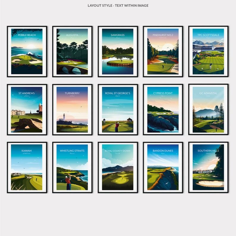 Golf Prints Any 3 for 2 Save Now Augusta, Pebble Beach, St Andrews, Sawgrass, Pinehurst, Kiawah, Bandon Dunes, TPC Scottsdale, Turnberry image 8