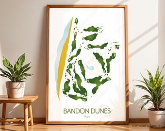 Bandon Dunes Golf Course Map Print, Oregon
