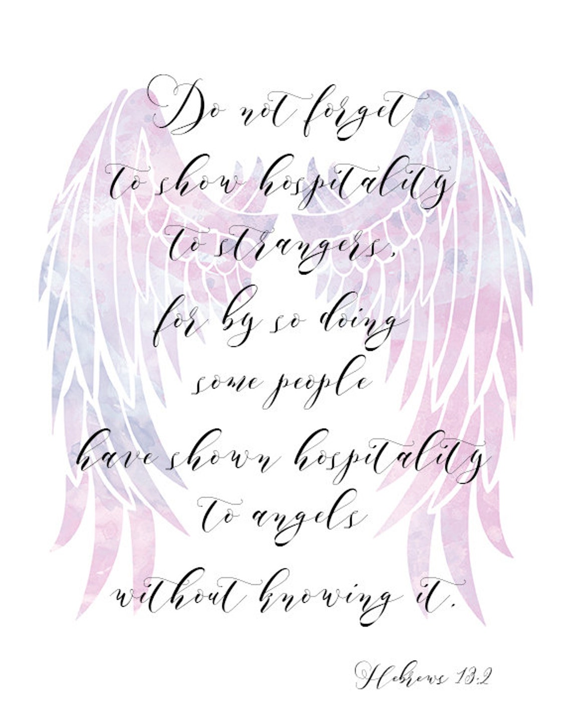 Hebrews 132 Entertaining Angels Bible Verse Wall Art Print  Etsy