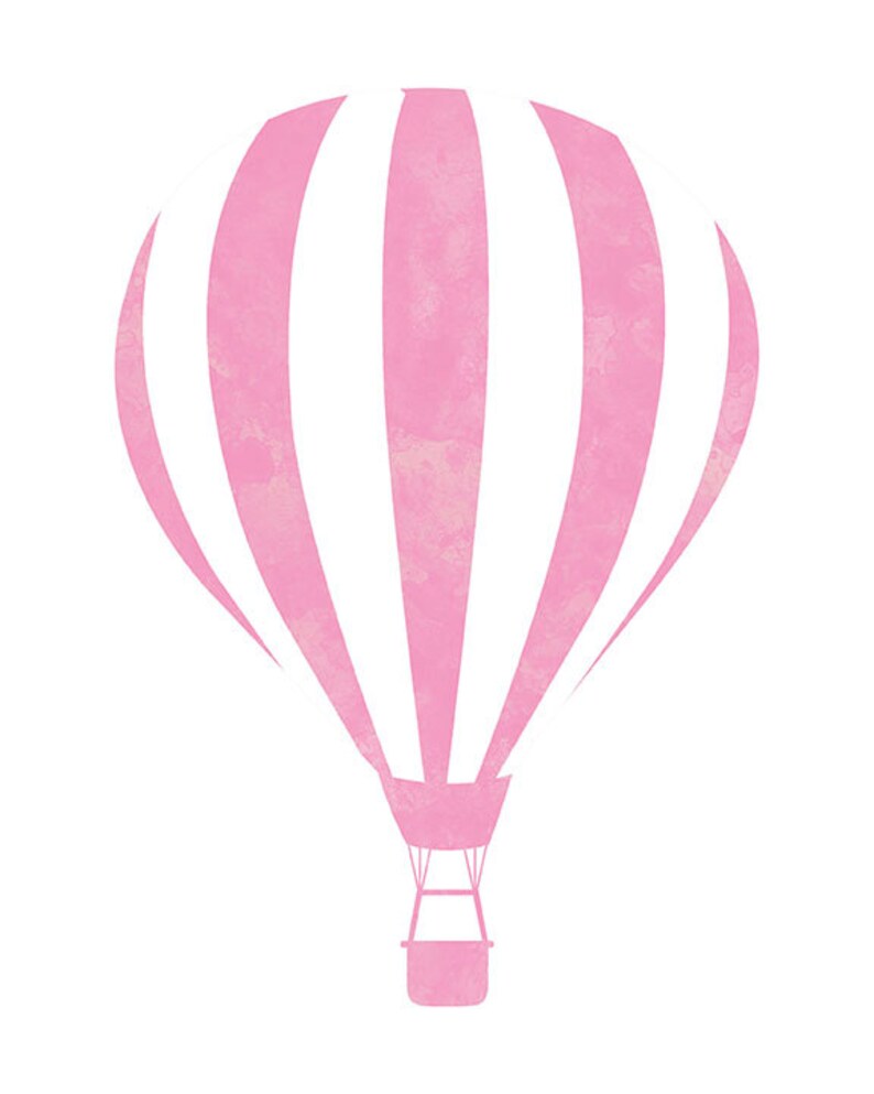 Hot Air Balloon Pink Watercolor Art Print Printable Wall Art | Etsy