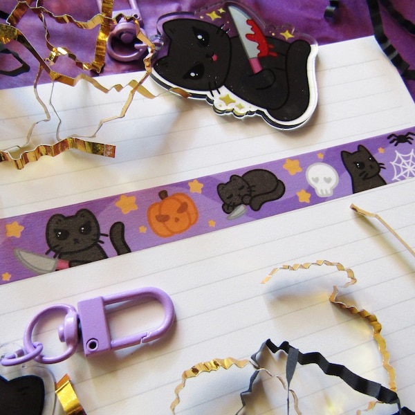 Halloween, halloween washi tape, washi tape, halloween decor, cute washi tape, tape, cat washi tape, kawaii washi tape, pastel halloween